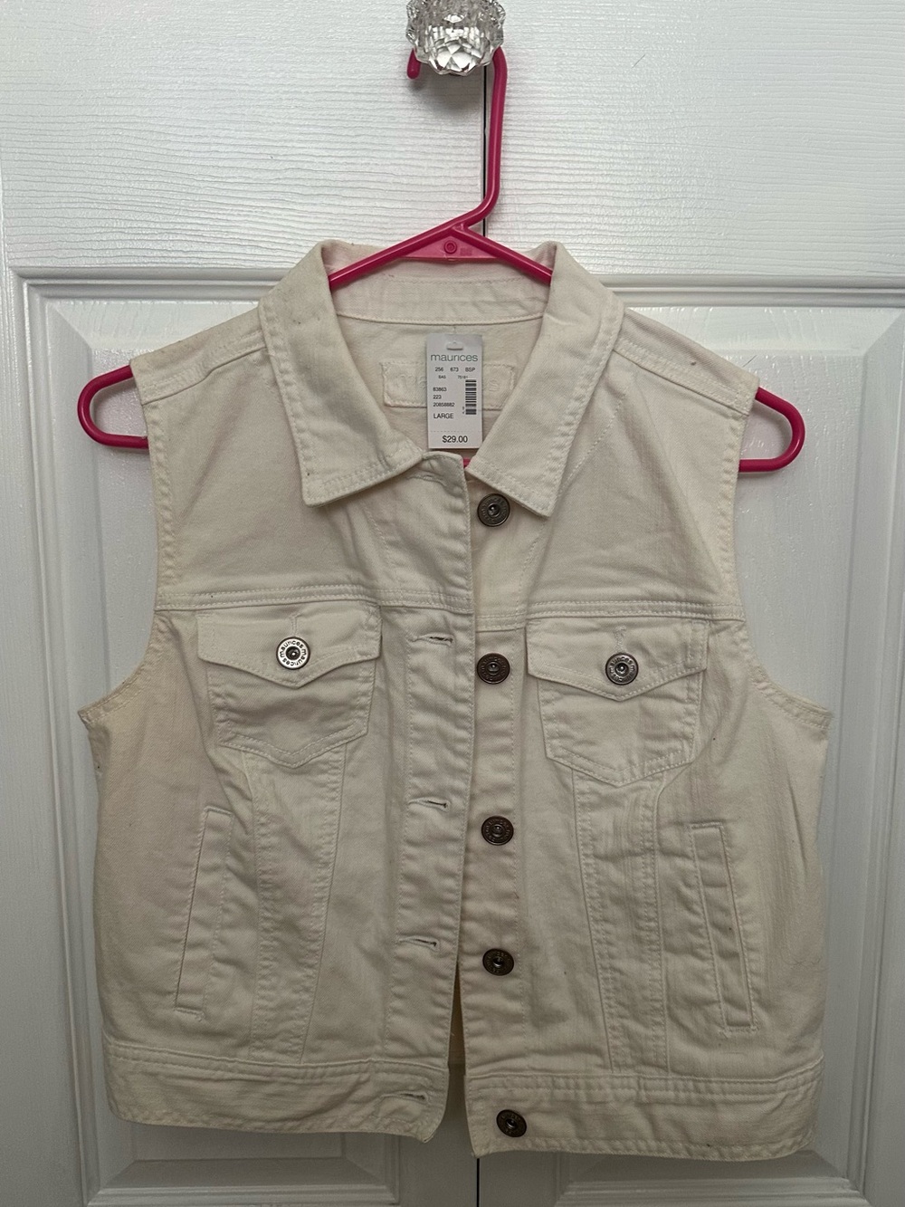 Maurices Cream Sleeveless Denim Jacket Vest